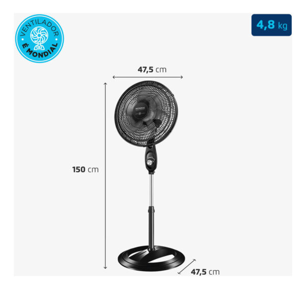 Ventilador Coluna 40cm Super Power Mondial Preto/Prata 140W VSP-40C-NB 127v - Imagem 7