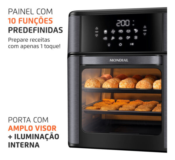 Fritadeira Air Fryer Forno Oven 12l Mondial Afon-12l-bg Preto - Imagem 6