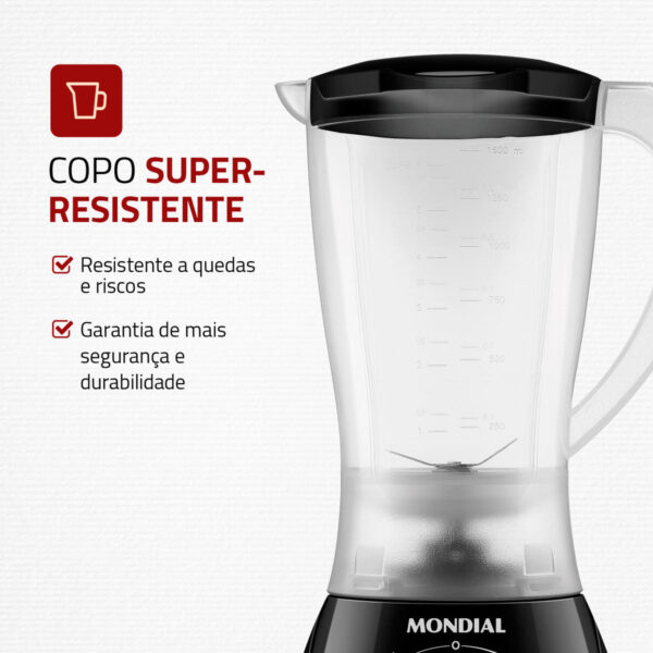 Liquidificador Easy Power Mondial Preto 550W L-550-B - Imagem 3