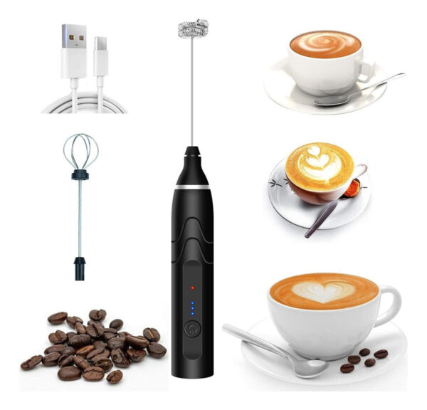 Misturador Bebidas/ovos Portátil Elétrico Bateria Mini Mixer Cor Preto