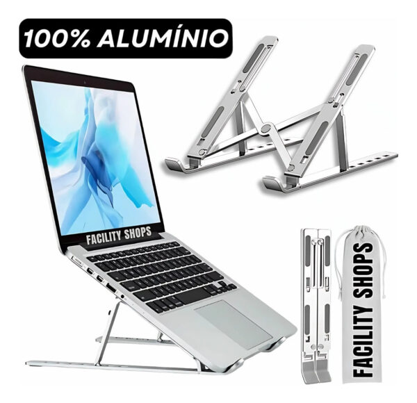 Suporte De Notebook Articulado Dobrável Ergonomico Em Alumínio Portátil Facility Shops