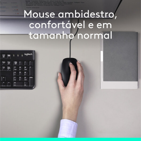 Combo Teclado e Mouse com fio USB Logitech MK120 Layout ABNT2 - Imagem 3
