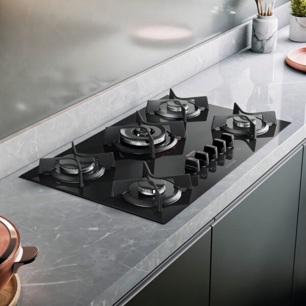 Fogão cooktop a Gás Dako fogão Cooktop embutir preto bivolt 5 queimadores - Imagem 5
