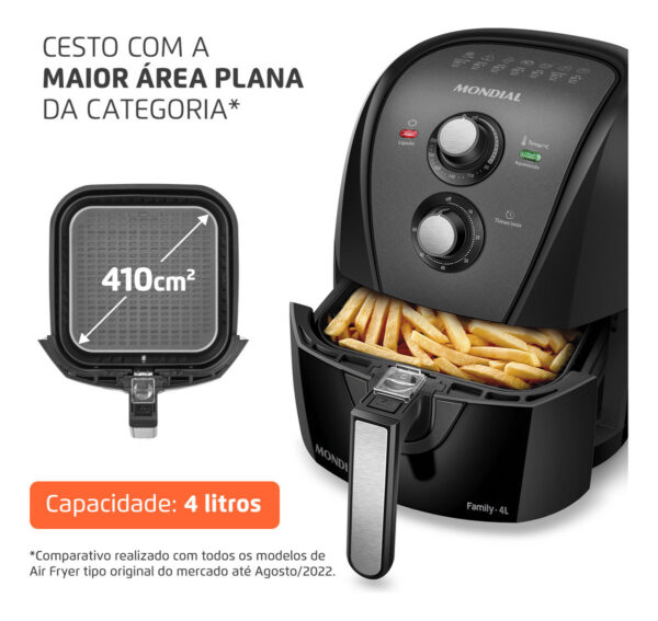 Fritadeira sem óleo air fryer 4L Mondial preto 1500W AFN-40-BFT - Imagem 2