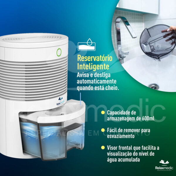 Relaxmedic Drysec Desumidificador Ar Ambiente Elétrico Antimofo 600ml Bivolt Cor Branco 110V/220V - Imagem 4