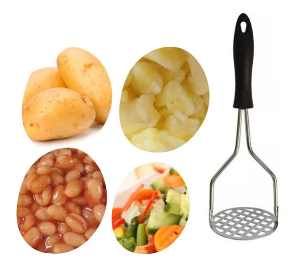 Amassador De Batata Legumes Feijão Inox Igual Rita Lobo Cabo Preto - Imagem 3
