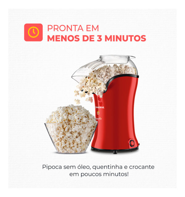 Pipoqueira Popflix Pp-03 1200w Vermelha Mondial 110V - Imagem 2