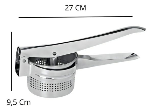 Espremedor De Batata Manual Em Inox Profissional Cozinha Cabo Prateado Inteiro Inox - Imagem 7