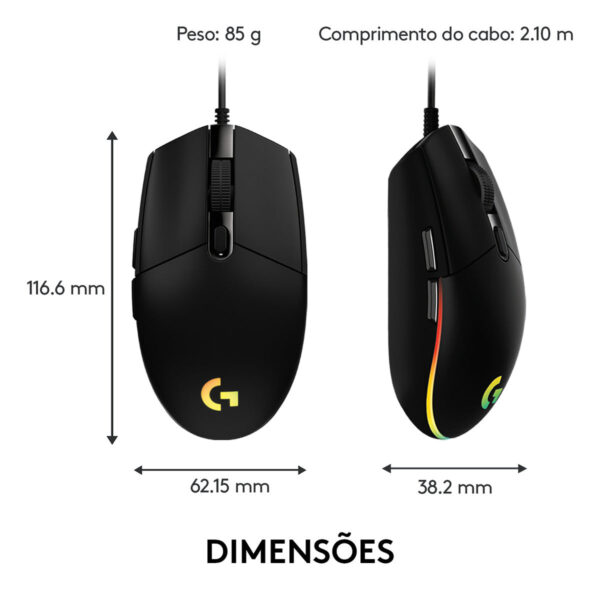 Mouse Gamer Logitech G G203 Lightsync Rgb Até 8.000 Dpi Preto - Imagem 10