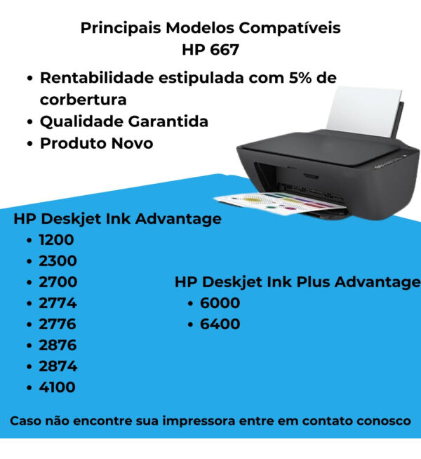 Cartucho HP 667 Preto 2376 2776 6476 - Imagem 3