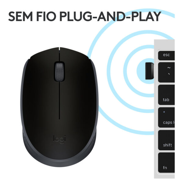 Mouse sem fio Logitech M170 com Pilha Inclusa - Preto - Imagem 7