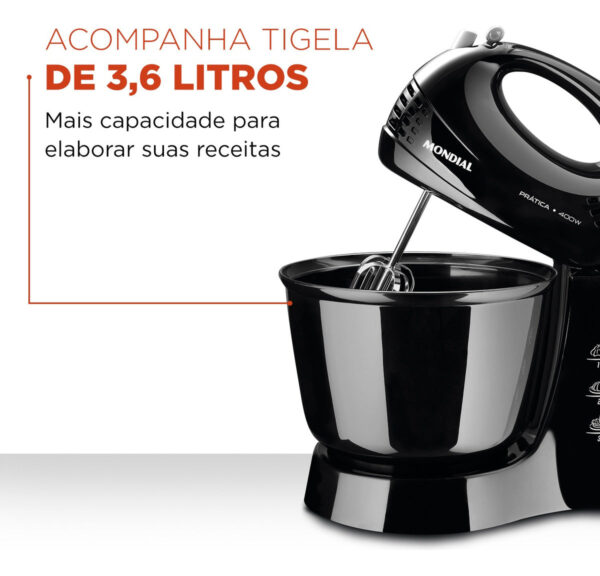 Batedeira Prática 400w 3,6 Litros B-44-b Preto Mondial 60Hz - Imagem 3