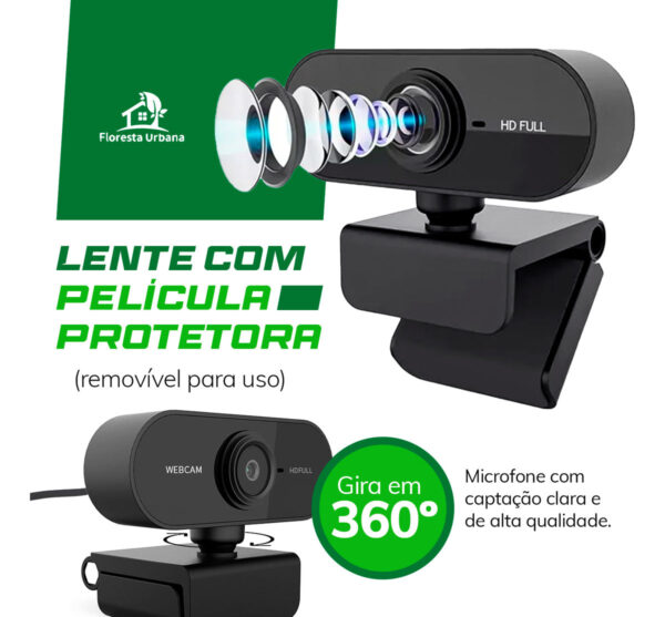 Webcam Camera Full Hd Zoom 1080p 360 Graus Videoconferencia Streamcam Web Cam Entrada Usb 2.0 Com Microfone- Floresta Urbana - Imagem 3