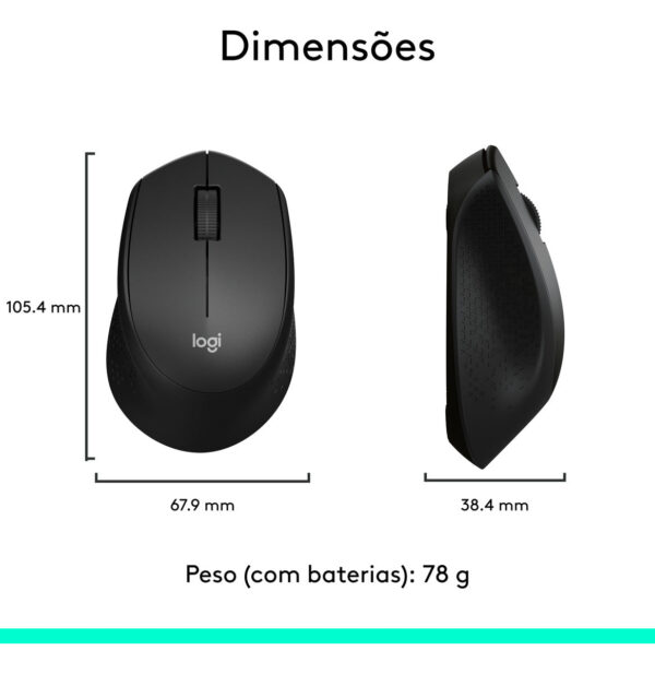 Mouse sem fio Logitech M280 com Pilha Inclusa - Preto - Imagem 8