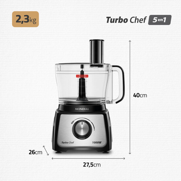 Multiprocessador turbo chef 5 em 1 Mpn-01-b 1000w Mondial cor preto 220V - Imagem 7
