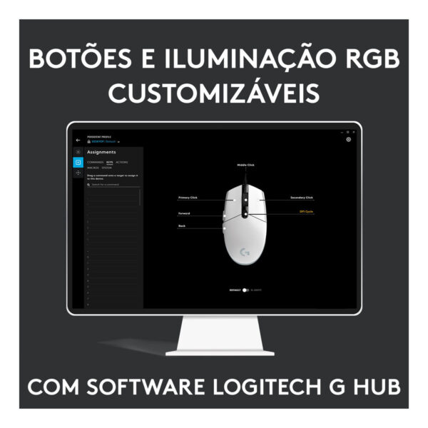 Mouse Gamer Logitech G G203 Lightsync Rgb Até 8.000 Dpi Preto - Imagem 11