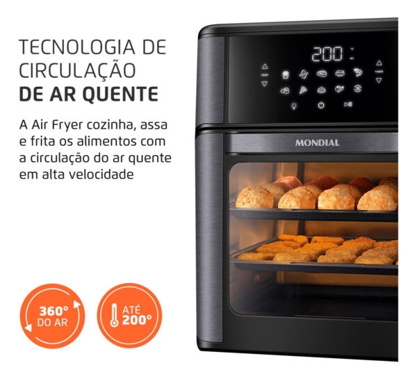 Fritadeira Air Fryer Forno Oven 12l Mondial Afon-12l-bg Preto - Imagem 4