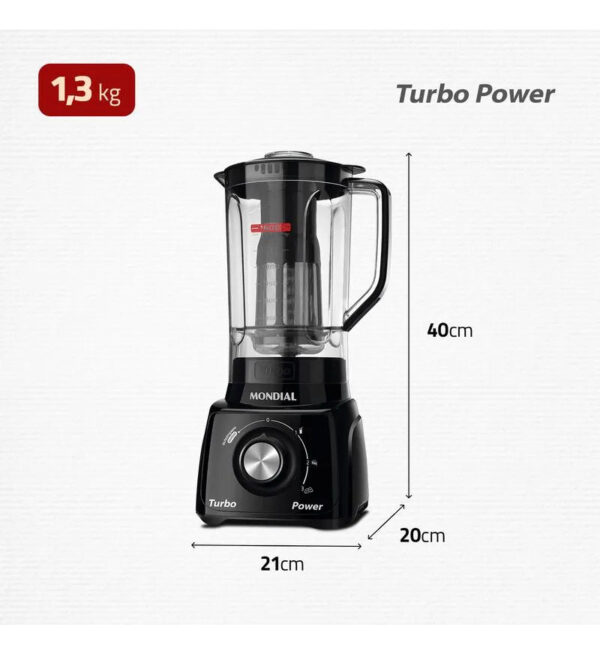 Liquidificador L-99-fb Turbo Power 2,2 L Potência De 550w Cor Preto Mondial 220V - Imagem 8