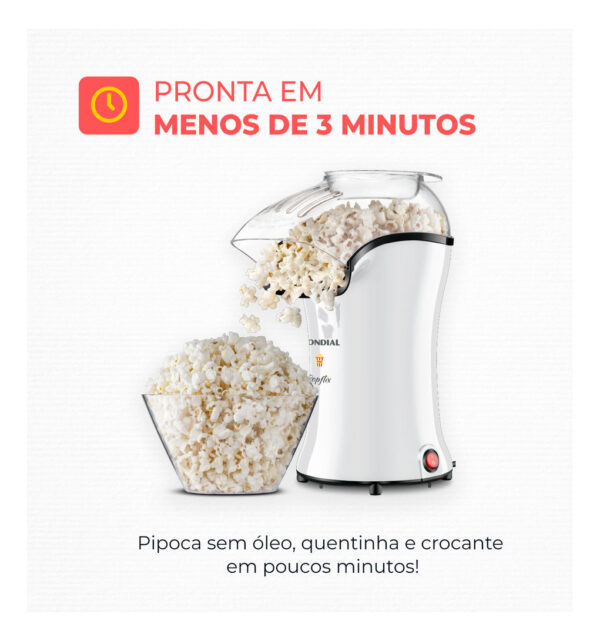Pipoqueira Elétrica Popflix Pp-04 Ar Quente Branca Mondial Cor Branco 110V - Imagem 2