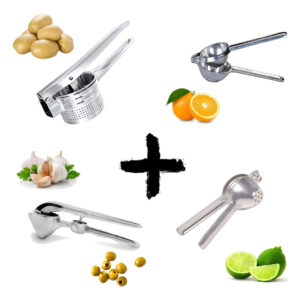 Kit 4 Espremedor Alho, Laranja, Batata E Limão Em Aluminio
