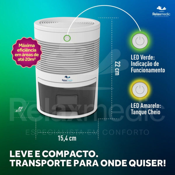 Relaxmedic Drysec Desumidificador Ar Ambiente Elétrico Antimofo 600ml Bivolt Cor Branco 110V/220V - Imagem 2