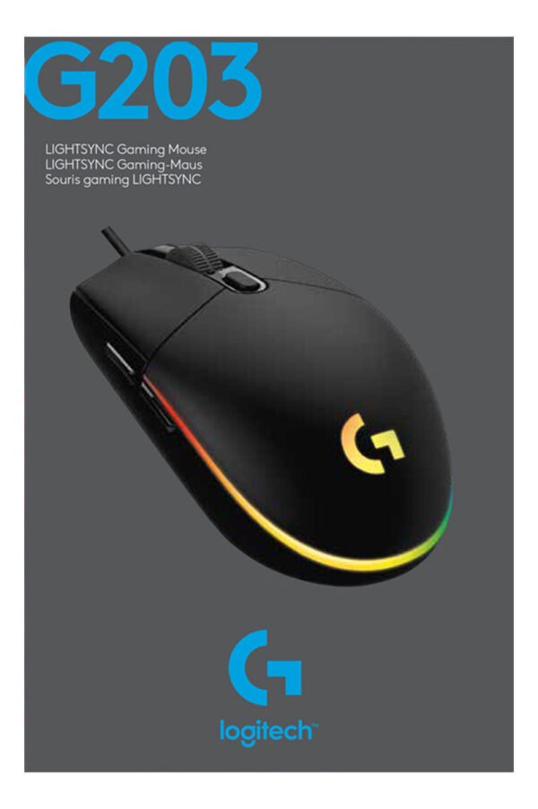 Mouse Gamer Logitech G G203 Lightsync Rgb Até 8.000 Dpi Preto - Imagem 12