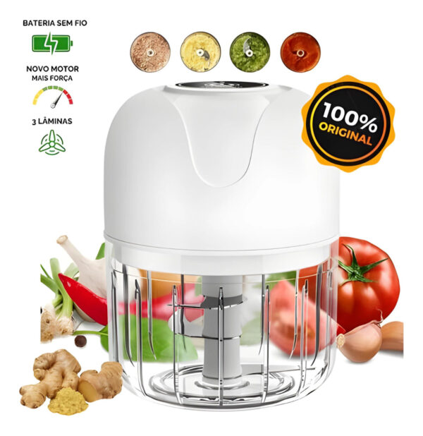 Mini Processador Moedor De Alimentos 250mL 3 Lâminas usb potente alho cebola cor sortidos 110V 220v - Imagem 6