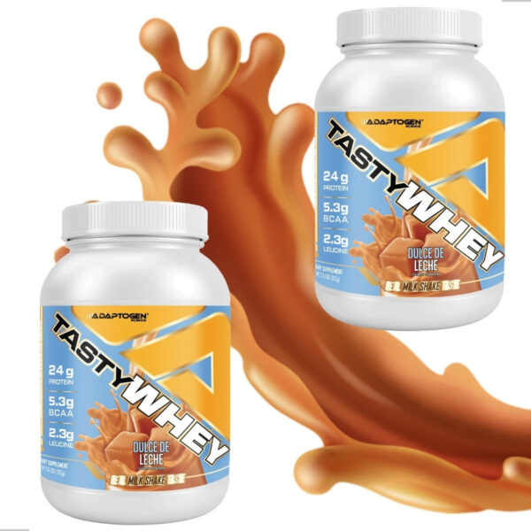 Suplemento Tasty Whey 3W Gourmet Whey Protein Adaptogen Science Pote 900g sabor Doce de Leite - Imagem 3