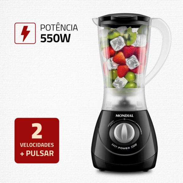 Liquidificador Easy Power Mondial Preto 550W L-550-B - Imagem 2