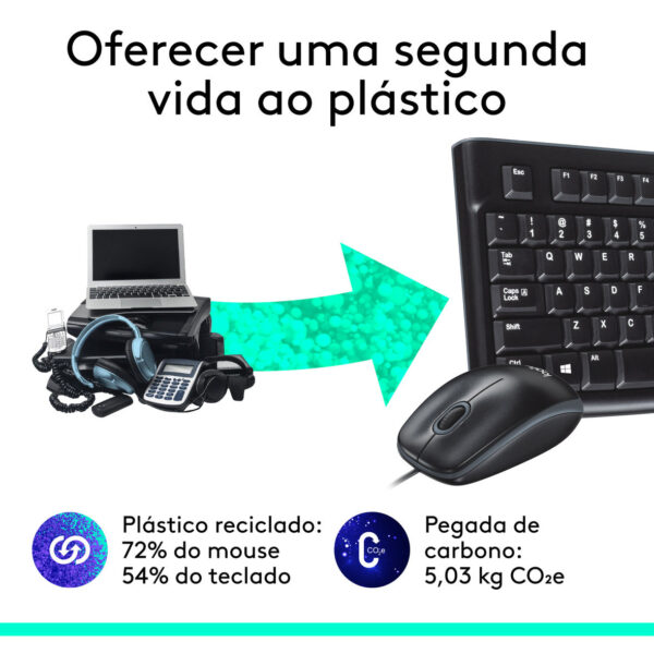 Combo Teclado e Mouse com fio USB Logitech MK120 Layout ABNT2 - Imagem 5