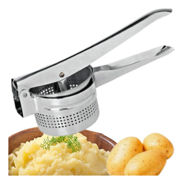 Espremedor De Batata Manual Em Inox Profissional Cozinha Cabo Prateado Inteiro Inox - Imagem 6