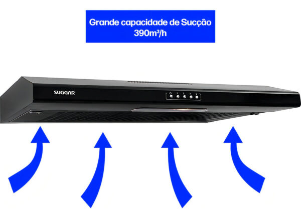 Depurador de Cozinha Suggar Delgado con Manta Slim com Manta de Parede Tamanho 80cm x 8.5cm x 48cm Cor Preto 127V - Imagem 5