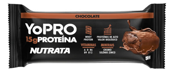 Barras De Proteína Yopro 12 Unidades 55g Whey Bar - Nutrata Sabor Chocolate - Imagem 5