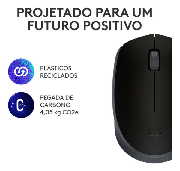 Mouse sem fio Logitech M170 com Pilha Inclusa - Preto - Imagem 8