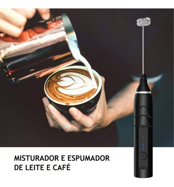 Misturador Bebidas/ovos Portátil Elétrico Bateria Mini Mixer Cor Preto - Imagem 4