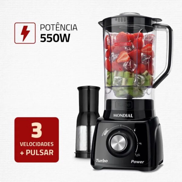 Liquidificador L-99-fb Turbo Power 2,2 L Potência De 550w Cor Preto Mondial 220V - Imagem 2