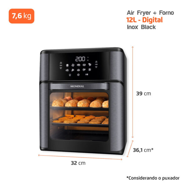 Fritadeira Air Fryer Forno Oven 12l Mondial Afon-12l-bg Preto - Imagem 8