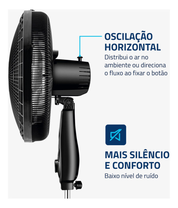 Ventilador Coluna 40cm Super Power Mondial Preto/Prata 140W VSP-40C-NB 127v - Imagem 5