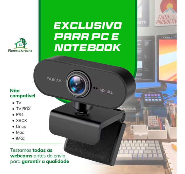 Webcam Camera Full Hd Zoom 1080p 360 Graus Videoconferencia Streamcam Web Cam Entrada Usb 2.0 Com Microfone- Floresta Urbana - Imagem 4