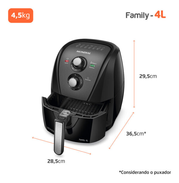 Fritadeira sem óleo air fryer 4L Mondial preto 1500W AFN-40-BFT - Imagem 8
