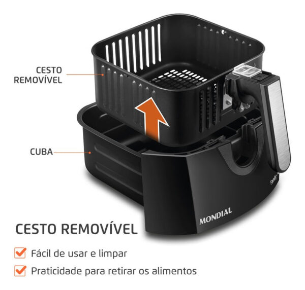 Fritadeira sem óleo air fryer 4L Mondial preto 1500W AFN-40-BFT - Imagem 6