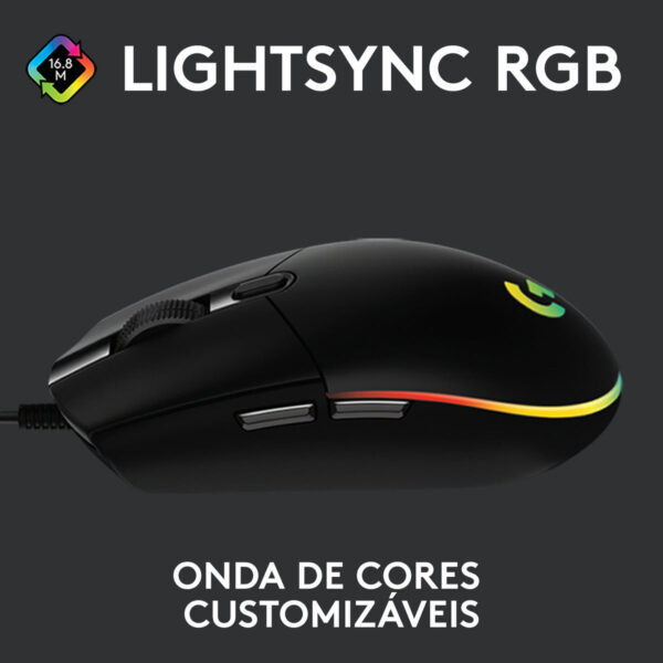 Mouse Gamer Logitech G G203 Lightsync Rgb Até 8.000 Dpi Preto - Imagem 5