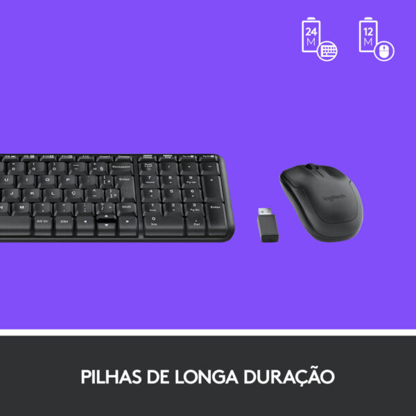 Combo Teclado e Mouse sem fio Logitech MK220 Layout ABNT2 - Imagem 5