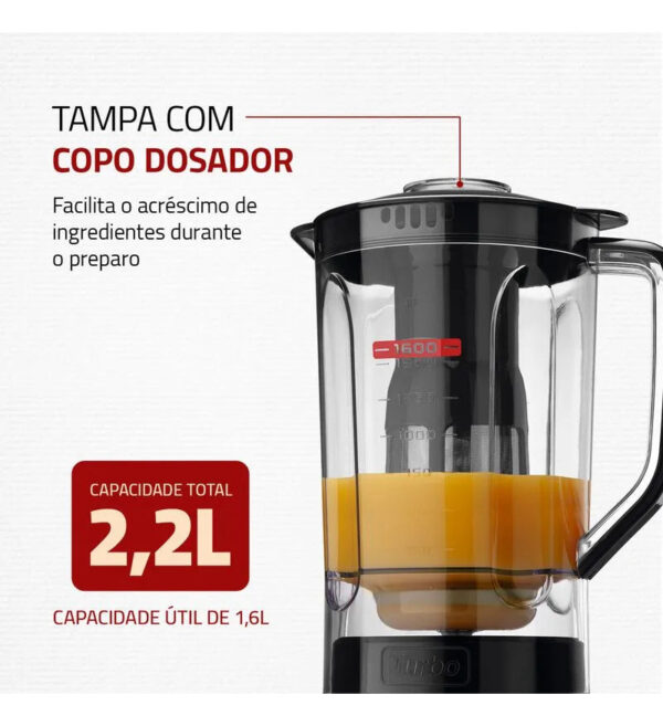 Liquidificador L-99-fb Turbo Power 2,2 L Potência De 550w Cor Preto Mondial 220V - Imagem 5