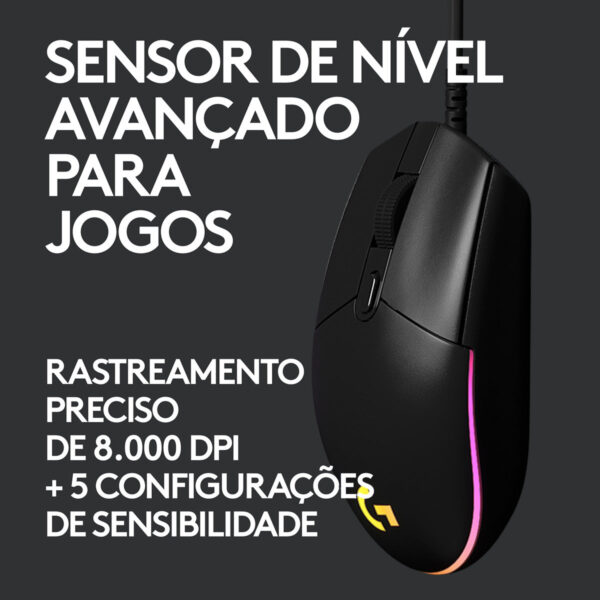 Mouse Gamer Logitech G G203 Lightsync Rgb Até 8.000 Dpi Preto - Imagem 7