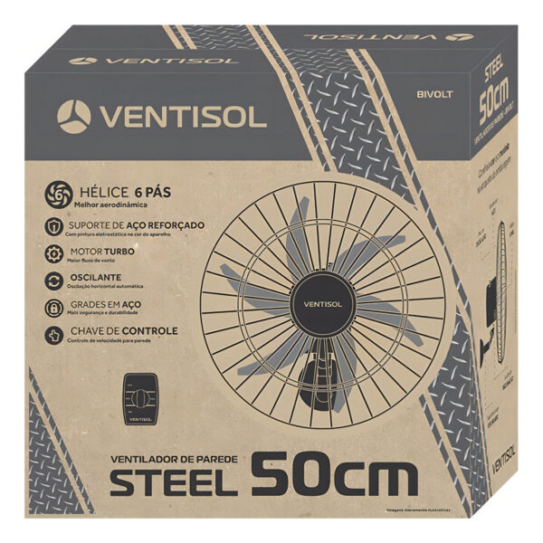 Ventilador oscilante de parede ventisol Steel 6 pás 50cm preto bivolt - Imagem 8