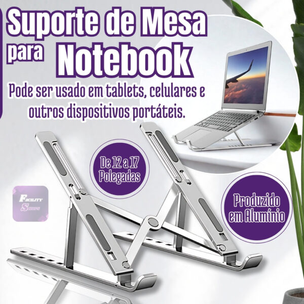 Suporte De Notebook Articulado Dobrável Ergonomico Em Alumínio Portátil Facility Shops - Imagem 2