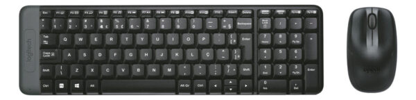 Combo Teclado e Mouse sem fio Logitech MK220 Layout ABNT2