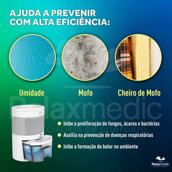 Relaxmedic Drysec Desumidificador Ar Ambiente Elétrico Antimofo 600ml Bivolt Cor Branco 110V/220V - Imagem 5