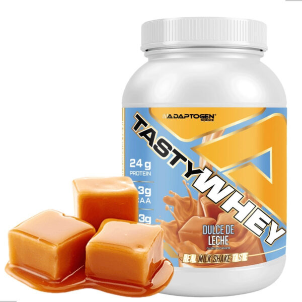 Suplemento Tasty Whey 3W Gourmet Whey Protein Adaptogen Science Pote 900g sabor Doce de Leite - Imagem 2